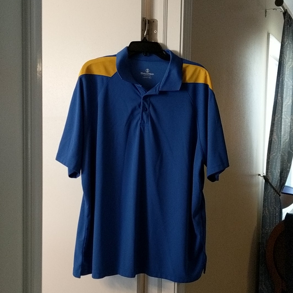 Men's blue and gold polo